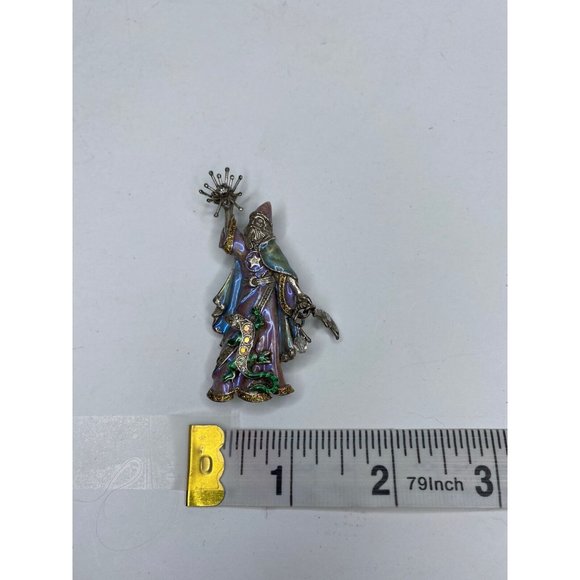 Kirk's Folly Merlin Pin Brooch Wizard Silver Tone Sorcerer Moon Stars Lizzard - Picture 4 of 8